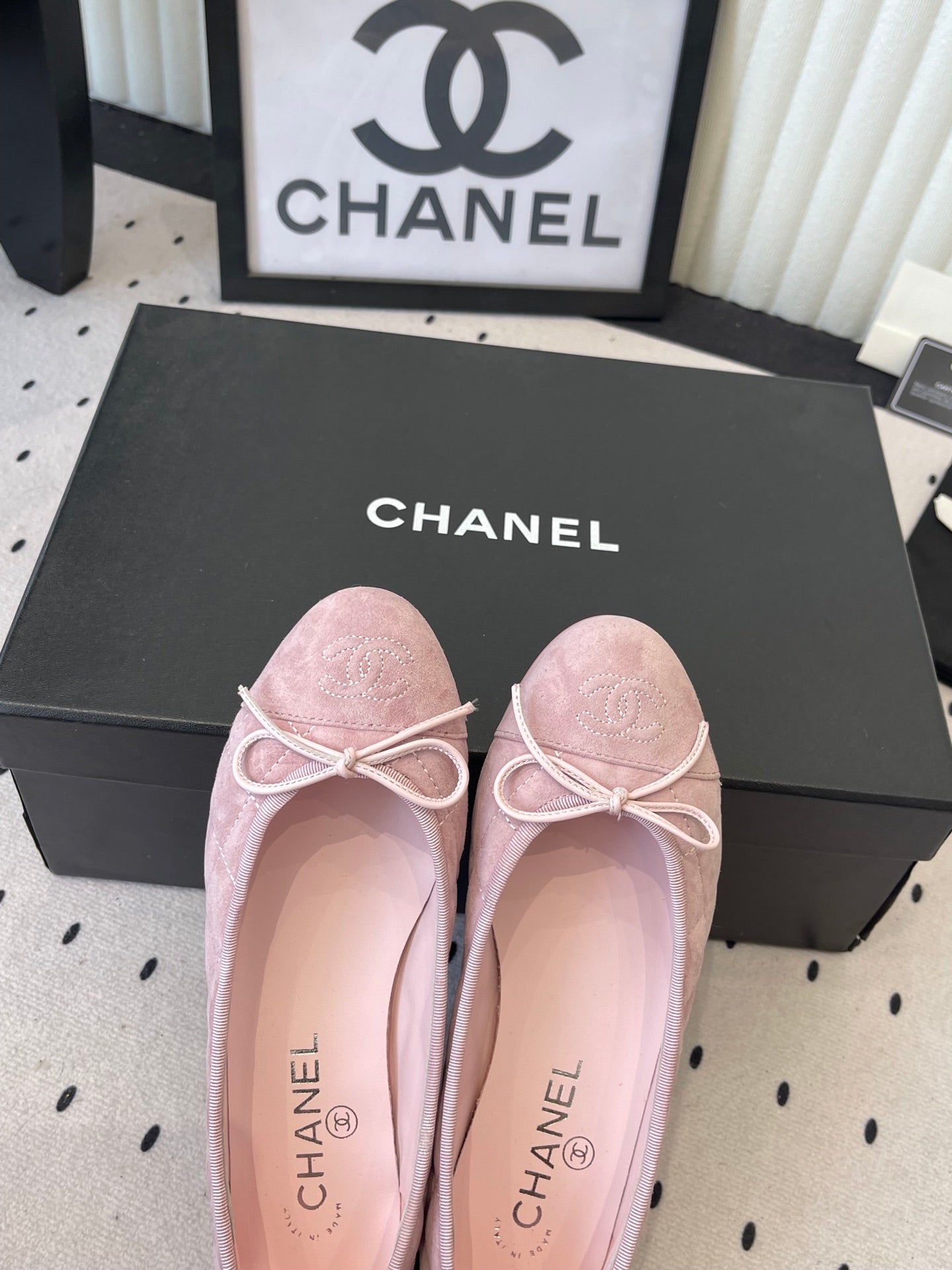 CC Ballet Flats Pink in Suede 611696