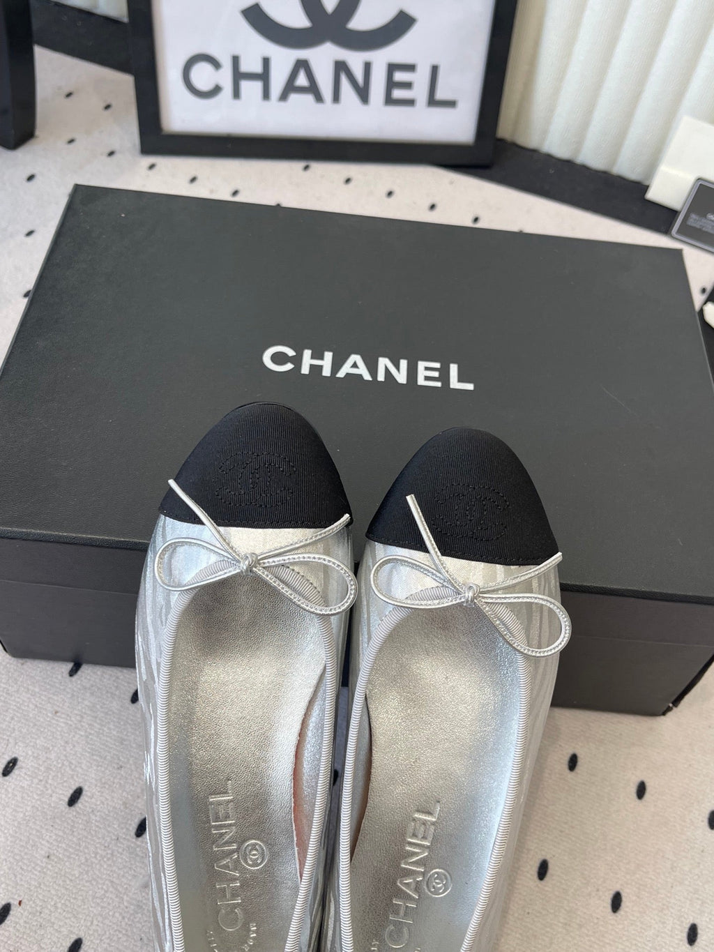 CC Ballet Flats Silver in Sheepskin 611692