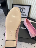 CC 25SS Classic Ballet Flat Pink Tweed Cowhide 611690