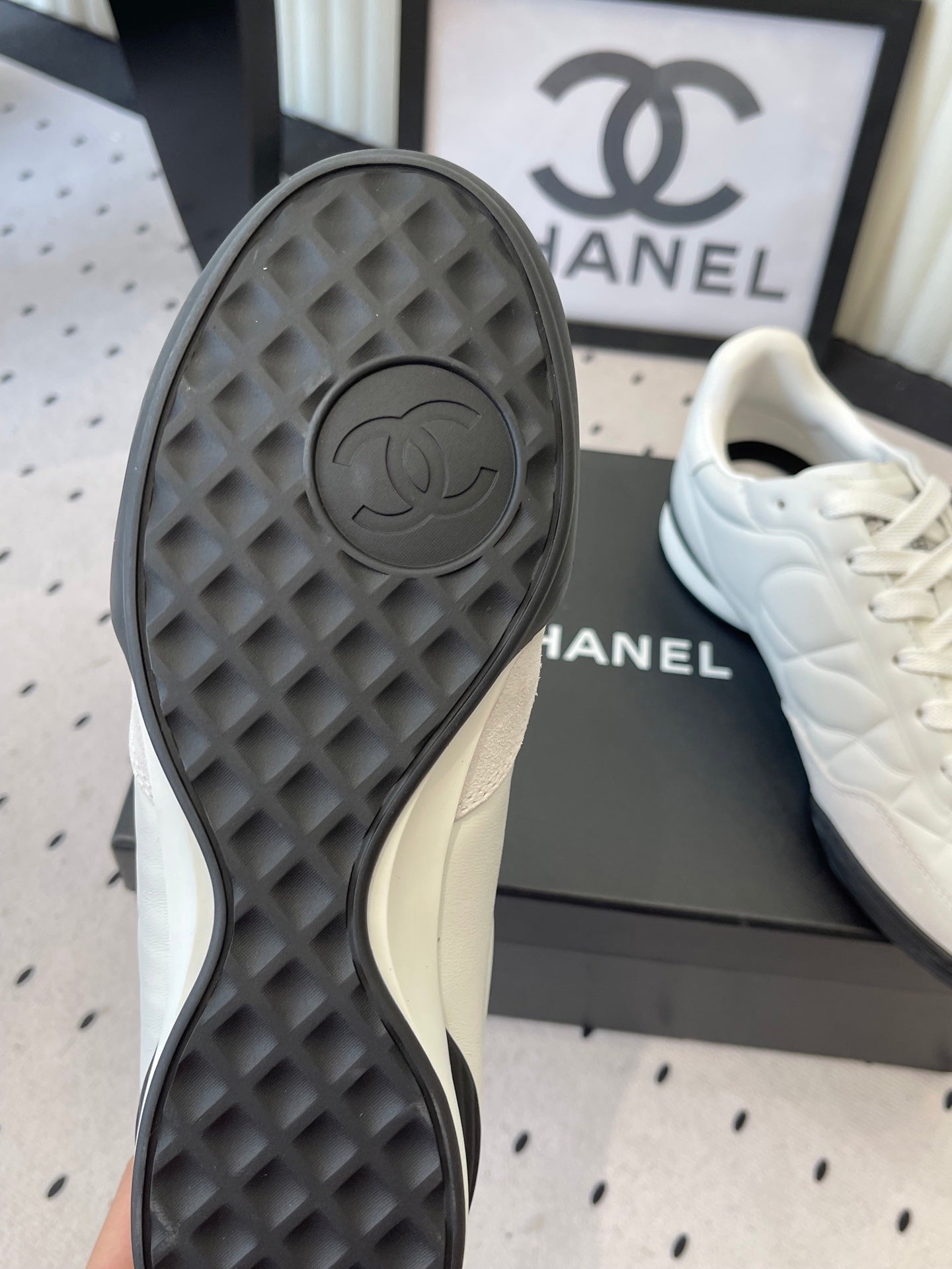 Chanel Coco Baseball Shoes White in Cowhide 611674
