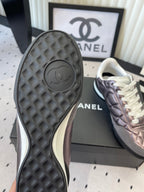 Chanel Coco Baseball Shoes Metallic Taupe in Cowhide 611673