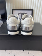 Chanel Coco Baseball Shoes Metallic Silver in Cowhide 611671