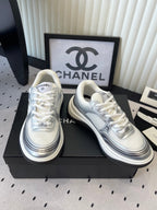 CC Sneaker White Silver Metallic in Cowhide 611669