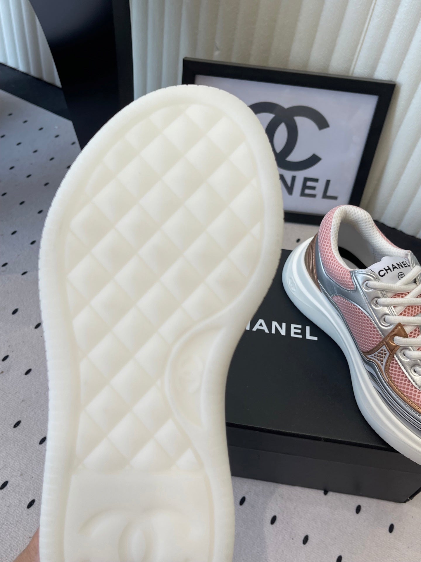 CC Sneaker Pink Silver Metallic in Cowhide 611668