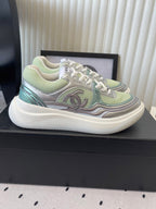 CC Sneaker Green Silver Metallic in Cowhide 611666