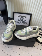 CC Sneaker Green Silver Metallic in Cowhide 611666