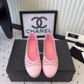 Chanel Ballet Flats Pink in Woven Raffia 611584
