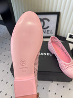 Chanel Ballet Flats Pink in Woven Raffia 611584