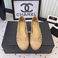 Chanel Ballet Flats Beige in Woven Raffia 611583