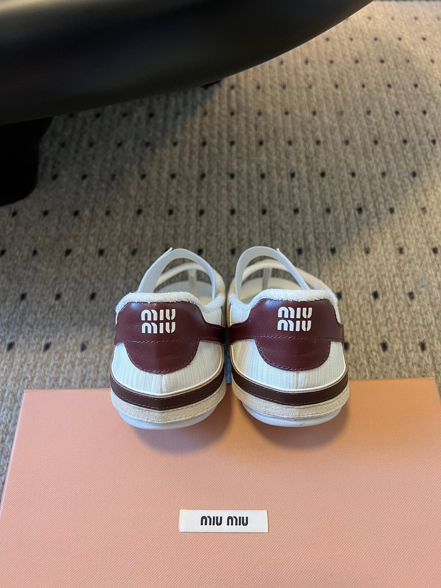 Miu Miu 26 Mary Jane Casual Flip-Flops White Brown in Mesh fabric 614740