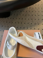 Miu Miu 26 Mary Jane Casual Flip-Flops White Brown in Mesh fabric 614740