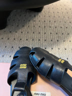 Miu Miu 26 Roman Sandals Black in Cowhide 614720