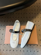 Miu Miu Women's Bow-Decorated Ballet Flats White in Mesh 614702