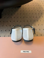 Miu Miu Women's Bow-Decorated Ballet Flats White in Mesh 614702