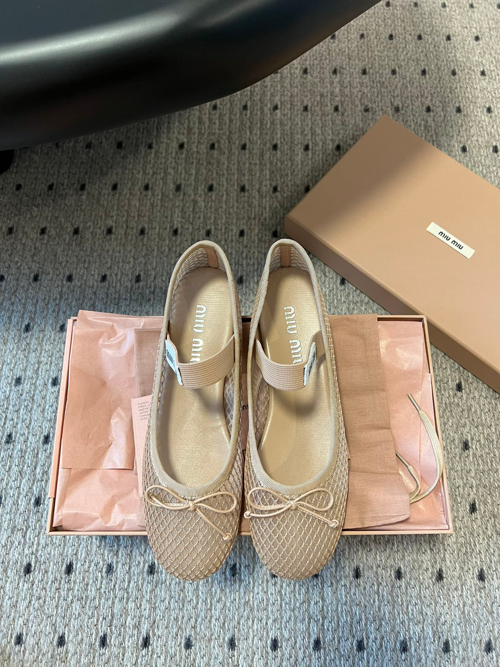 Miu Miu 26SS Ballet Flats Beige in Mesh 614701