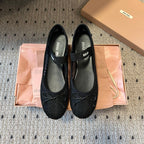 Miu Miu 26SS Ballet Flats Black in Mesh 614700
