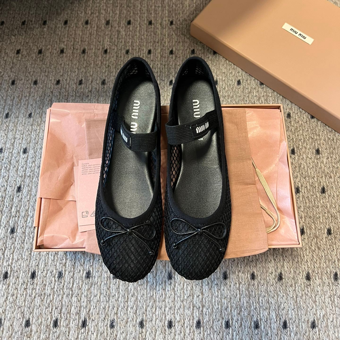 Miu Miu 26SS Ballet Flats Black in Mesh 614700