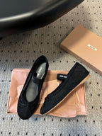 Miu Miu 26SS Ballet Flats Black in Mesh 614700