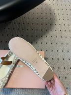 Miu Miu 26SS Ballet Flats White in Sheepskin Leather Woven Mesh 614699