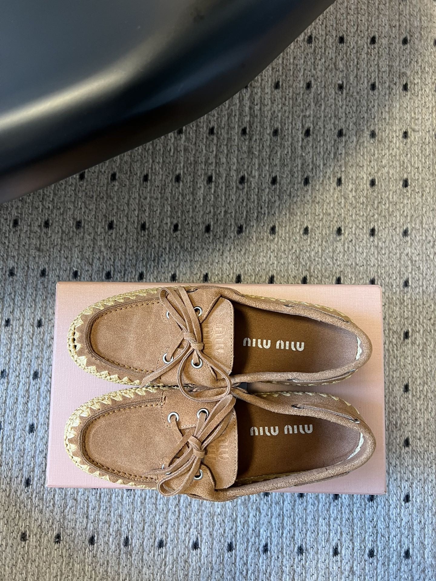 Miu Miu 26ss Loafer Brown in Suede With Raffia Straw 614557