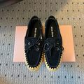 Miu Miu 26ss Loafer Black in Suede With Raffia Straw 614556