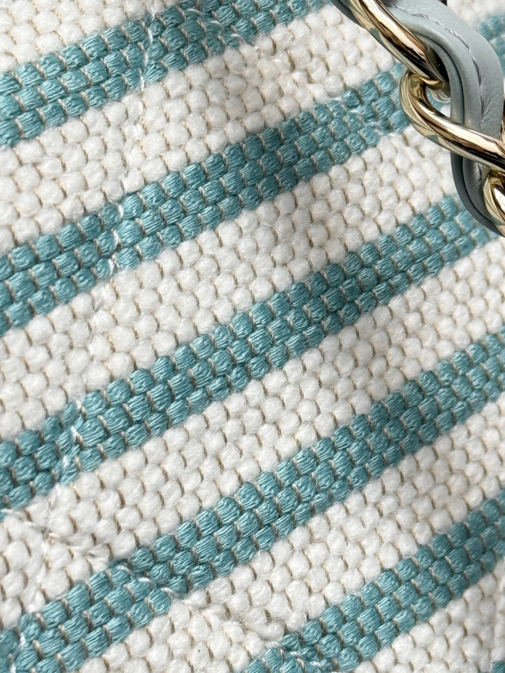 CC 26 Striped Woven Beach Bag 46 Blue in Cowhide