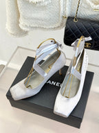 Chanel 26C Ballet High Heels Light Gray in Silk 616005