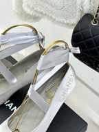Chanel 26C Ballet High Heels Light Gray in Silk 616005