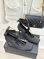 Chanel 26C Ballet High Heels Black in Silk 616003