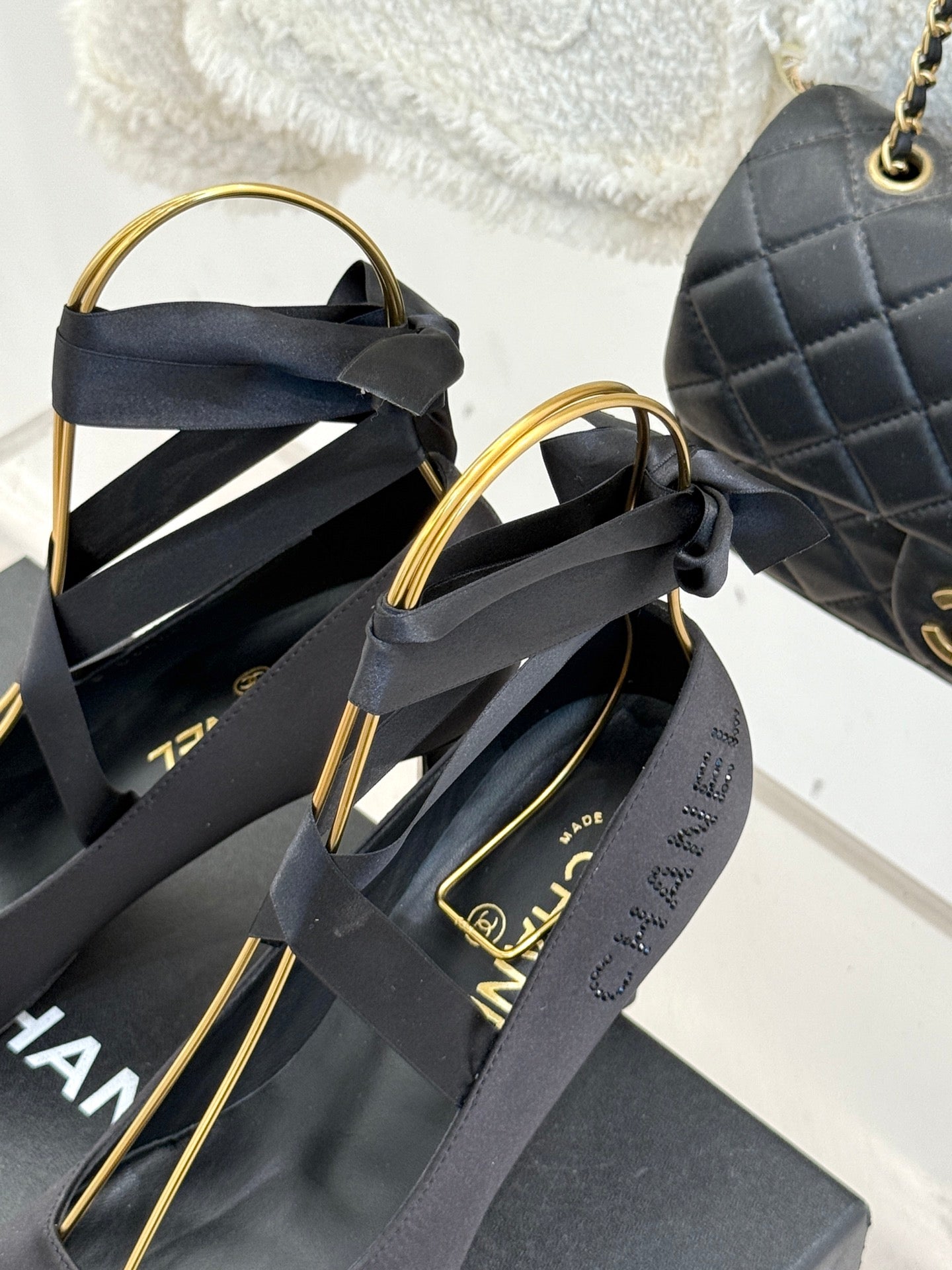 Chanel 26C Ballet High Heels Black in Silk 616003
