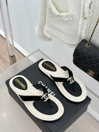 Chanel 26C Hemp Rope Sole Double C Flip-Flops Black in Sheepskin 615960