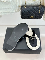 Chanel 26C Hemp Rope Sole Double C Flip-Flops Black in Sheepskin 615960