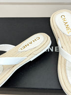 Chanel 26C Hemp Rope Sole Double C Flip-Flops White in Sheepskin 615959