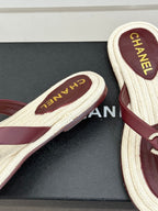 Chanel 26C Hemp Rope Sole Double C Flip-Flops Burgundy in Sheepskin 615958