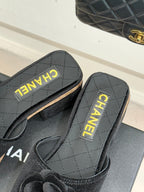 Chanel 26C Camellia Wood Grain Platform Sandals Black in Velvet Leather 615917