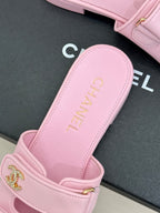Chanel 26C Double C Backpack Buckle Velcro Slippers Pink in Lambskin 615793