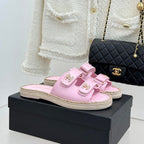 Chanel 26C Chain Double C Buckle Slippers Pink Cowhide 615787