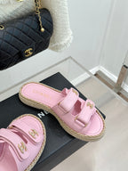 Chanel 26C Chain Double C Buckle Slippers Pink Cowhide 615787