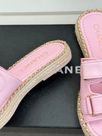 Chanel 26C Chain Double C Buckle Slippers Pink Cowhide 615787