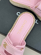 Chanel 26C Chain Double C Buckle Slippers Pink Cowhide 615787