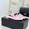 Chanel  26C Double C Bow Slippers Pink in Mesh 615710