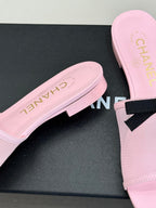 Chanel  26C Double C Bow Slippers Pink in Mesh 615710