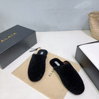 ALAIA 25 Fur Mule Slipper Black in Lambswool 629514