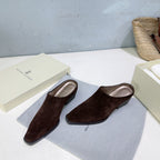 BRUNELLO CUCINELLI 26 Closed-Toe Chunky Heel Mules Dark Brown in Cow Suede 629528