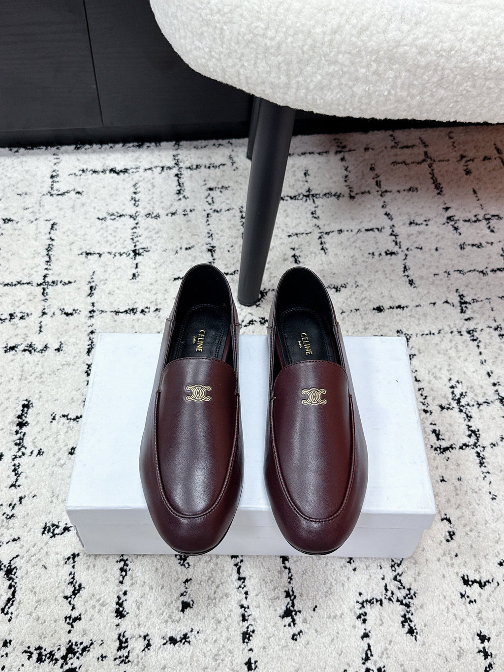Celine 26 Aura Triomphe Loafer Burgundy in Lambskin 631124