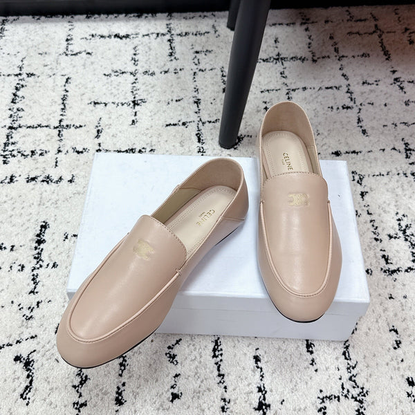 Celine 26 Aura Triomphe Loafer Light Beige in Lambskin 631125