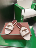 Loro Piana 26 Slippers Ivory Light Brown Wish Sheepskin Fabric 632136