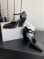 LOEWE 26SS Chunky Heel 50 Mary Jane Black in Leather 631743