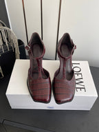 LOEWE 26SS Chunky Heel 50 Mary Jane Burgundy in Leather 631744