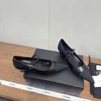 Chanel 26 Pointed-Toe Low Heel 25 Mary Janes Black in Cowhide Fabric 632188